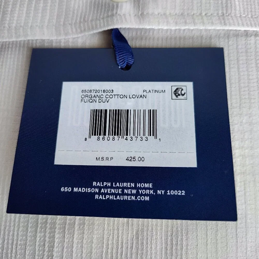 Ralph Lauren Platinum Jaquard Full/Queen Duvet Cover